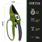 EZ Kut Heavy Duty Pruning Shears Green - with Ratcheting Action Great Garden Hand Tool Clippers Gardening pruners arthritis tools Ratcheting Anvil Hand Pruner Pruning Shears Heavy Duty Since 1988