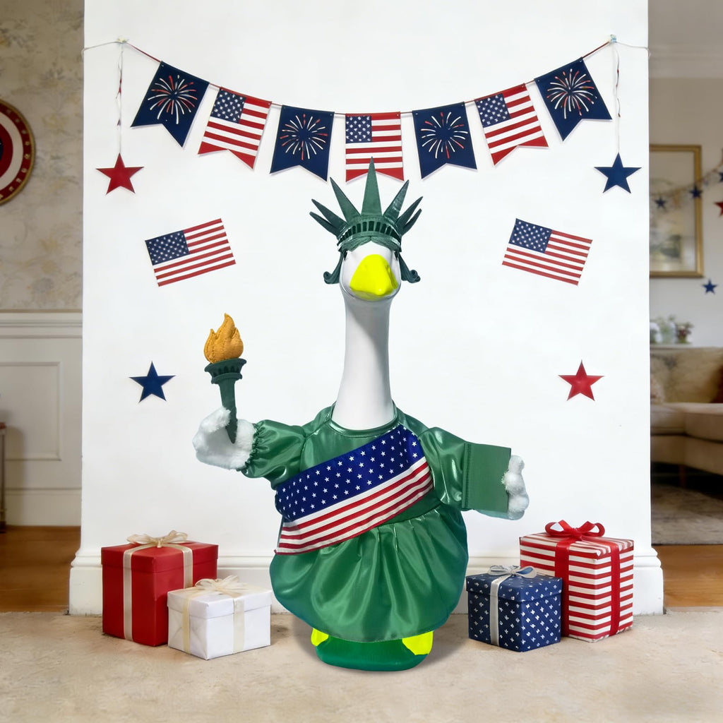 4th of July Porch Goose Outfit Goose Costume for Outdoor Garden Yard Decor