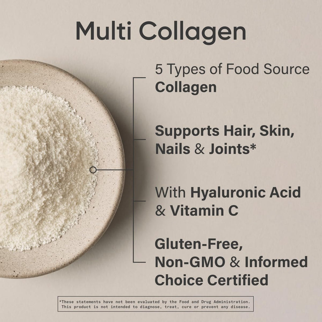 Sports Research® Multi Collagen Protein Powder - Food Sourced Collagen Peptides (Type I, II, III, V, X) with Hyaluronic Acid + Vitamin C - Gluten Free · Non-GMO · 30 Servings (Unflavored)