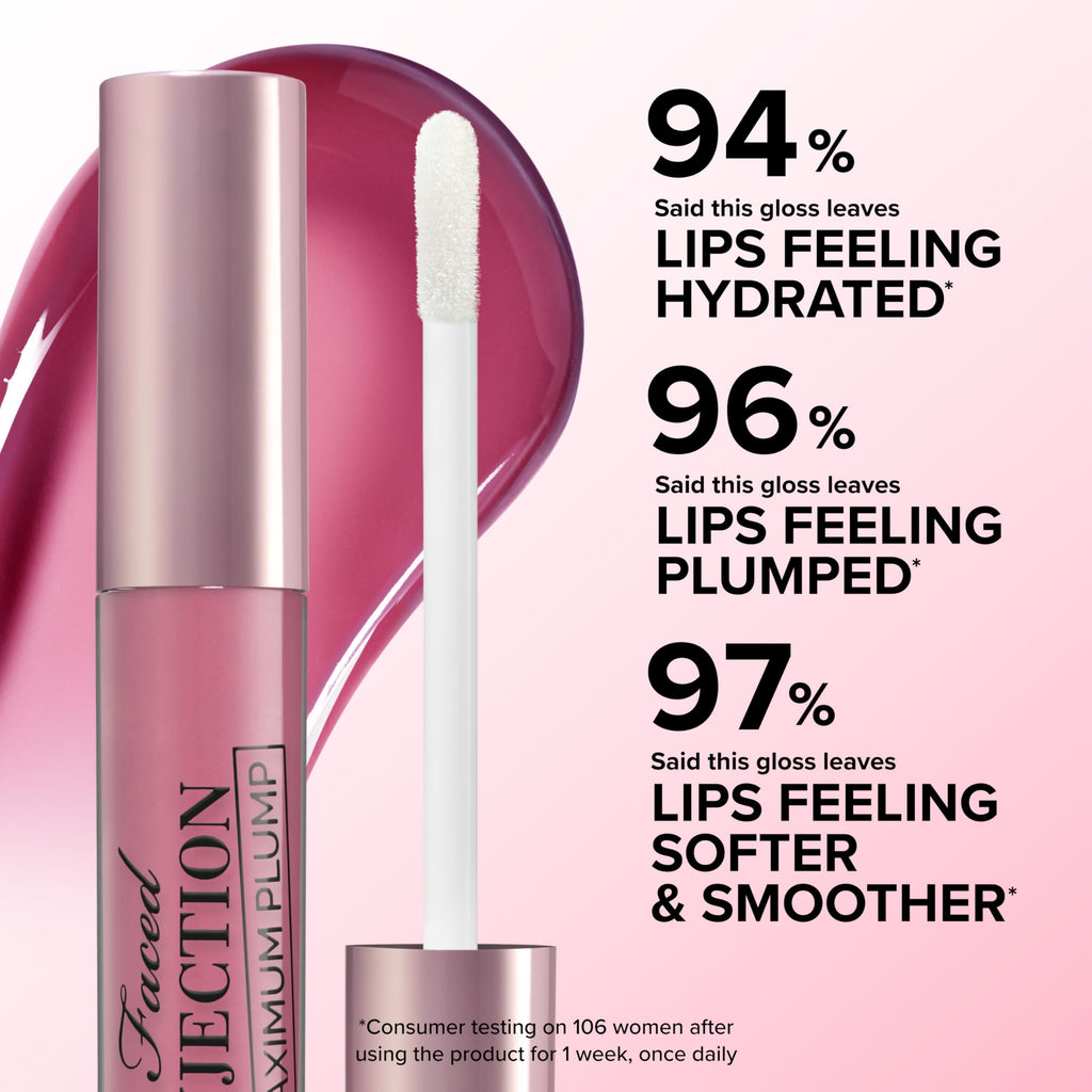 Too Faced Lip Injection Maximum Plump Extra Strength Lip Plumper Gloss | Hydrating, Volumizing, + Plumping, Travel Size, 0.10 Fl Oz, Original