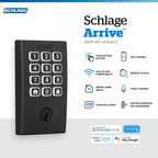 Schlage Arrive Smart Wi‑Fi Deadbolt Lock with Keypad, Keyless Entry Front Door Lock, App Control, Alexa and Google Home Compatible, Matte Black, BE459WB CEN 622