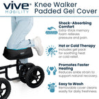Vive Mobility Knee Walker Padded Gel Cover - Premium Comfort Gel Cushion, Accessory for Knee Scooters, Padded Accessories, Leg Cart Roller Improves Comfort During Injury, Fits Most Knee Trollys (Blue)