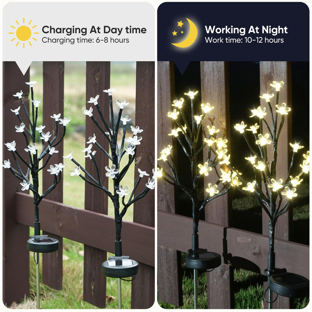 IUEECEN Solar Garden Lights Waterproof, Sola Lights Outdoor Decorative 4Pack,80Led Solar Powered Flowers Garden Decor,Fairy Lights for Yard,Pathway,Outside Decorations,Gardening Gifts for Women Mom