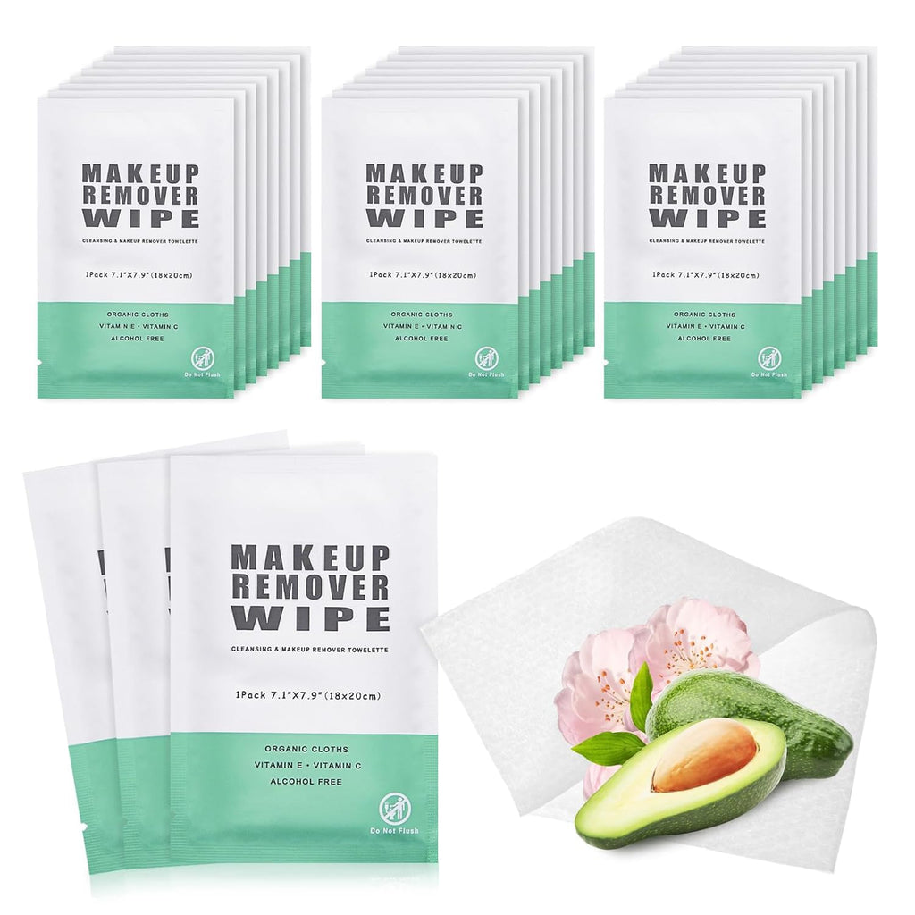 Gisdo 100 pcs Disposable Skin Cleansing Wipes, Individual Wrapped, Safe, Convenient, Lightweight, Remove Makeup(Green)