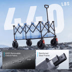 Overmont 46.6" L Extended Collapsible Wagon - 440LBS with All-Terrain Wheel