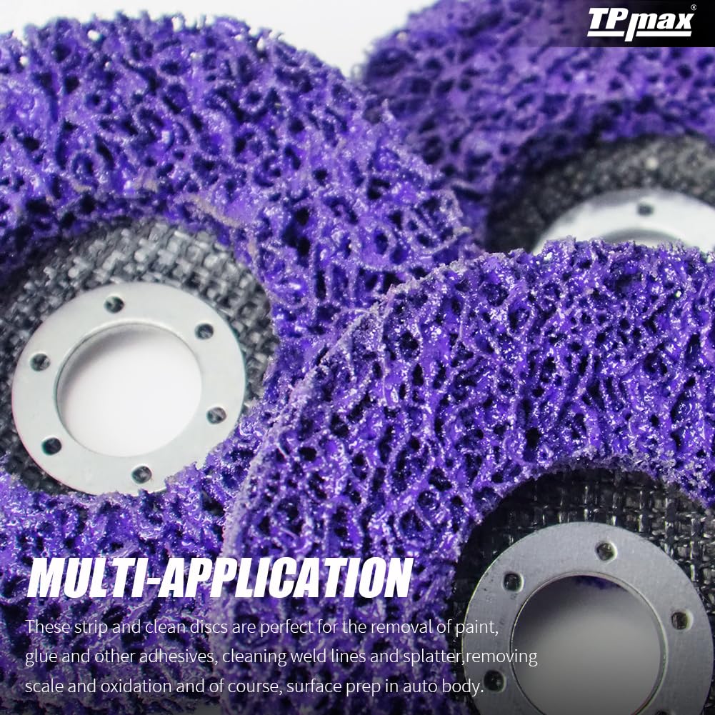 TPmax 5" x7/8'' Stripping Discs Rust Remover Wheel Remove Paint and Oxidation Poly Strip Wheel Disc Abrasive Angle Grinding Wheel - 10 Pack(Purple)