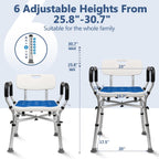 Upgrade Shower Chair for Elderly and Disabled: Non-Slip Silicon Pad Bariatric Shower Seat with Arms & Back, Height Adjust & Reinforced Crossbars, 500lbs Heavy Duty Shower Chair for Inside Shower