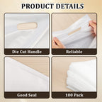 100 Pack Clear Plastic Bags, 9"x12" Merchandise Bags With Die Cut Handles
