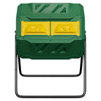 Saicool 43 Gallon Large Dual Chamber Composting Tumbler Outdoor Garden Rotating Compost Bin Tumbling Composter with Sliding Door, Green
