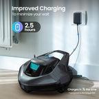 AIPER Cordless Robotic Pool Vacuum, Self-Parking Technology, Portable, Ideal for Above-Ground Flat Pool up to 40 Feet, Grey