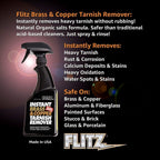 Flitz Instant Brass and Copper Tarnish Remover - 16oz Bottle of USA-Made Organic Rust Remover Spray (No-Rub) - Removes Stains & Oxidation from Glass & Aluminum - Brass Cleaners That Work (1 Pack)