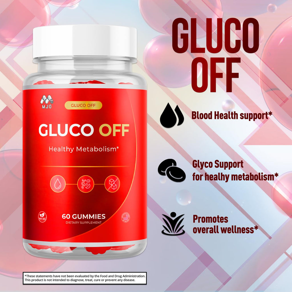Gluco Off Gummies, Official GlucoOff Supplement Gummys with All Natural Ingredients, Advanced Formula Gluco Off Gummies with Maximum Strength Health and Wellness Support Multivitamins (60 Gummies)