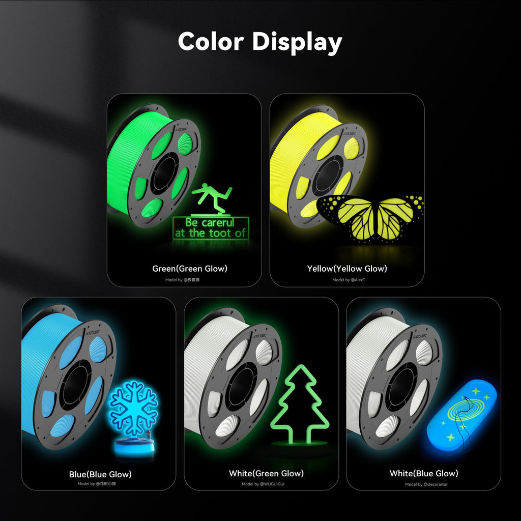 ANYCUBIC PLA 3D Printer Filament, Glow in The Dark, 3D Printing PLA Filament 1.75mm Dimensional Accuracy +/- 0.02mm, 1KG Reusable Spool (2.2 lbs), Green PLA, Glow Green