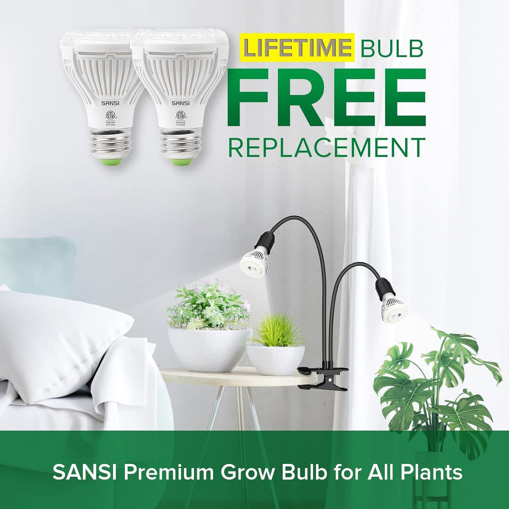 SANSI LED Grow Lights for Indoor Plants, 300W Full Spectrum Gooseneck Clamp