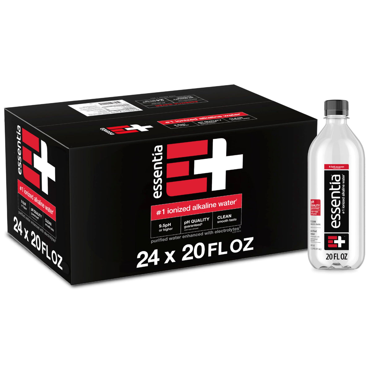 Essentia Ionized Alkaline Water, 9.5+ pH, 99.9% Pure, 24 x 20oz