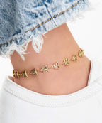 Barzel 18K Gold Plated Multi Color Butterfly Anklet For Women - Made In Brazil (ANK1187)