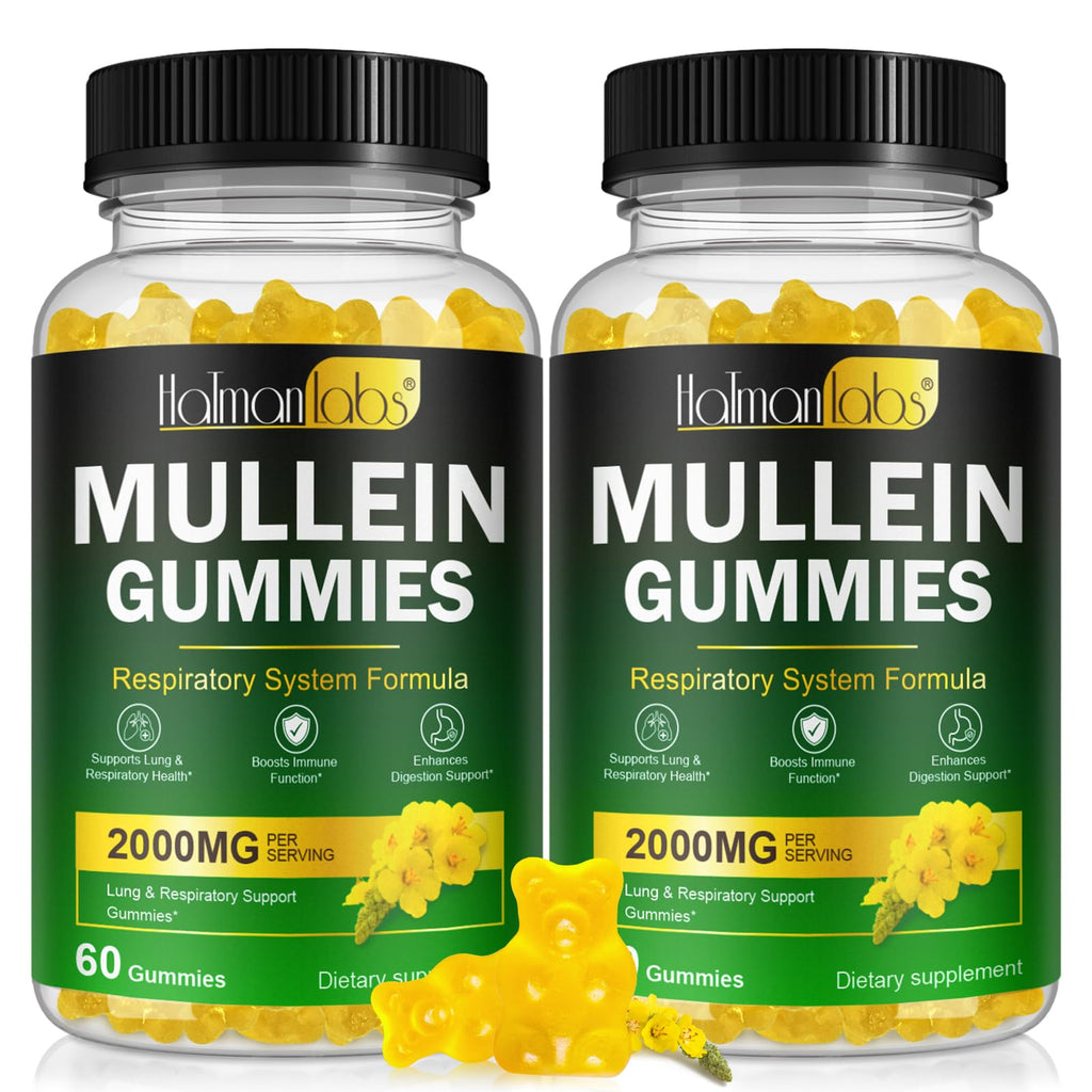 Mullein Gummies for Lungs, Mullein Extract for Smokers - Support Lung & Respiratory Health, Soothes Throat Irritation, Boost Immune - Mullein Leaf Extract for Lungs, Breathe Easier (2 Pack)