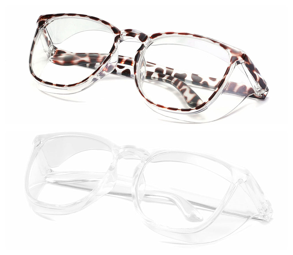 Alsenor Safety Glasses Anti Fog Goggles Protective Eyewear Blue Light Blocking ANSI Z87 UV Protection Glasses For Men Women (2 Pack(new-leopard+transparent))