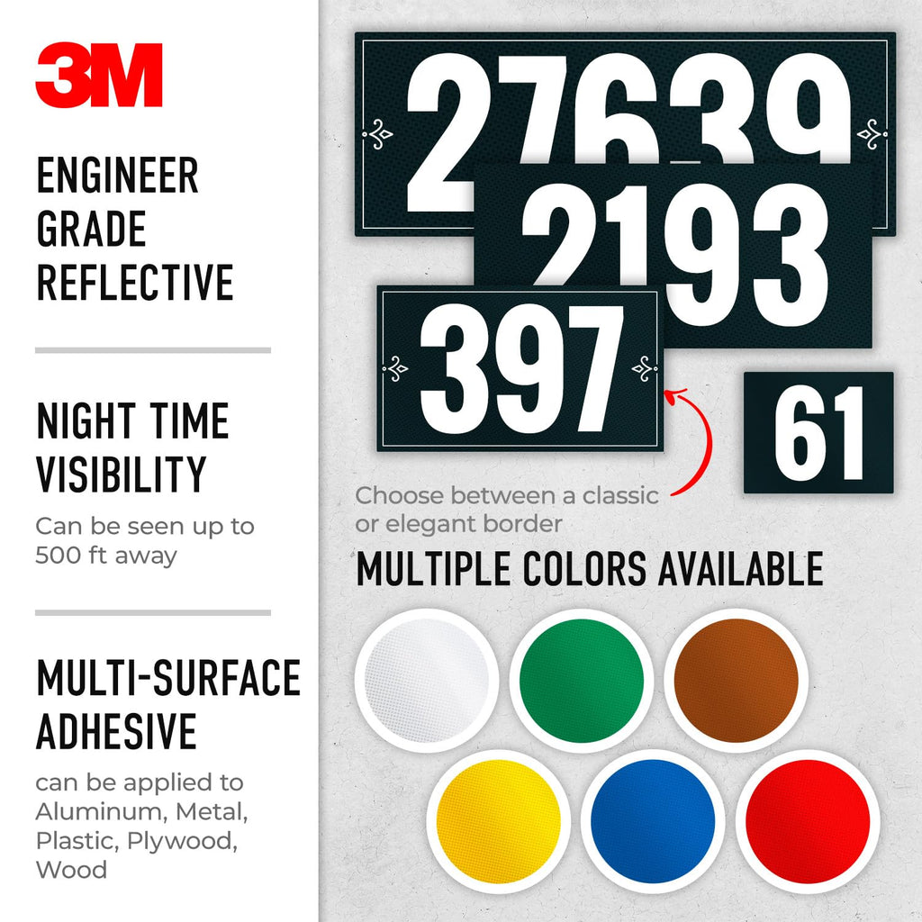 Reflective Mailbox Numbers Sticker for Outside 4 Inch, For Mailbox, Windows, Cars, Door, Trucks and Homes, Five Character Custom Address Numbers, Businesses, 3M EGP Outdoor Sign, Made in USA
