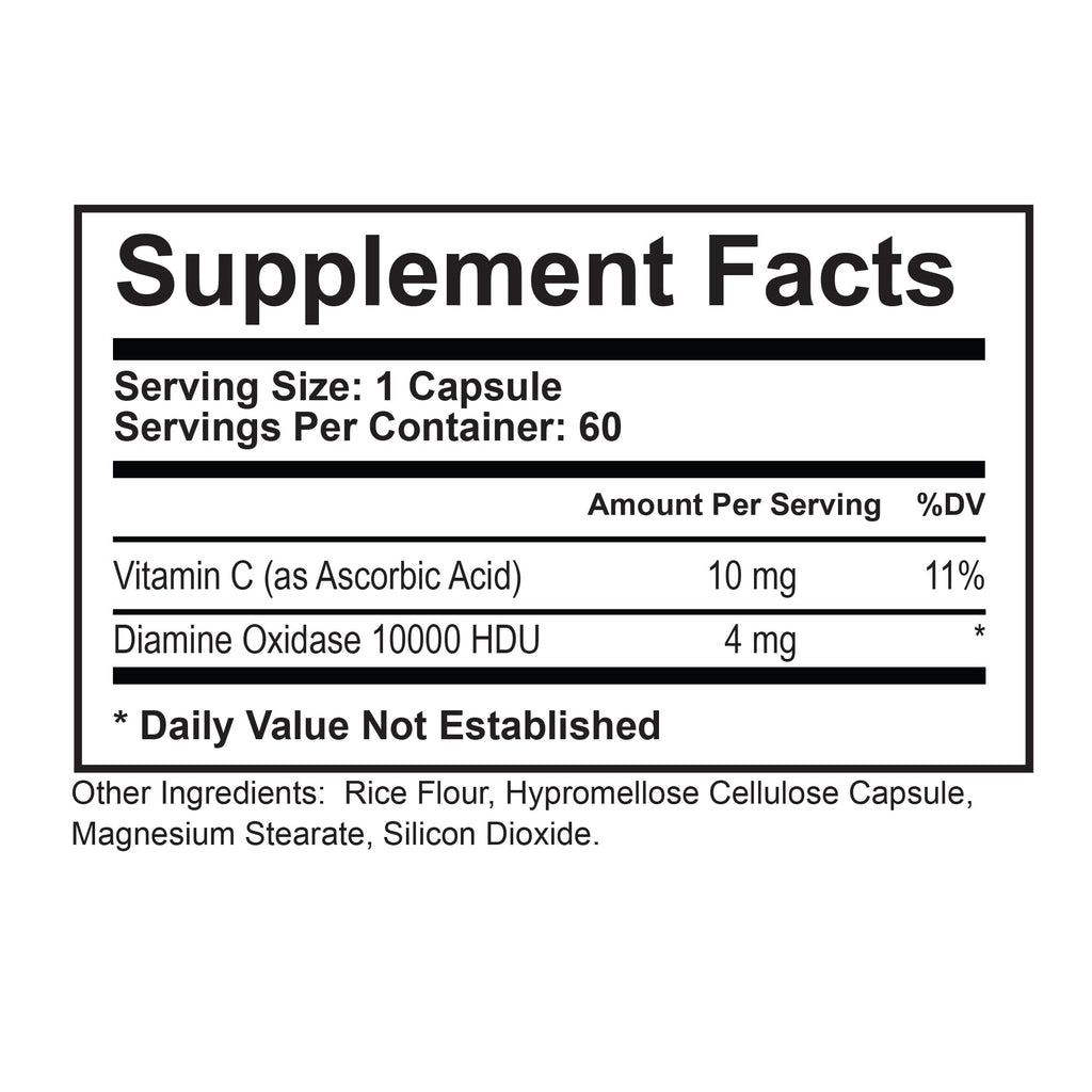 NATURALABS DAO Supplements Histamine Blocker – DAO Enzyme + Diamine Oxidase & Vitamin C for Gut Health & Food Support – 60 Servings - 1 Capsule Before Meals for Histamine Intolerance