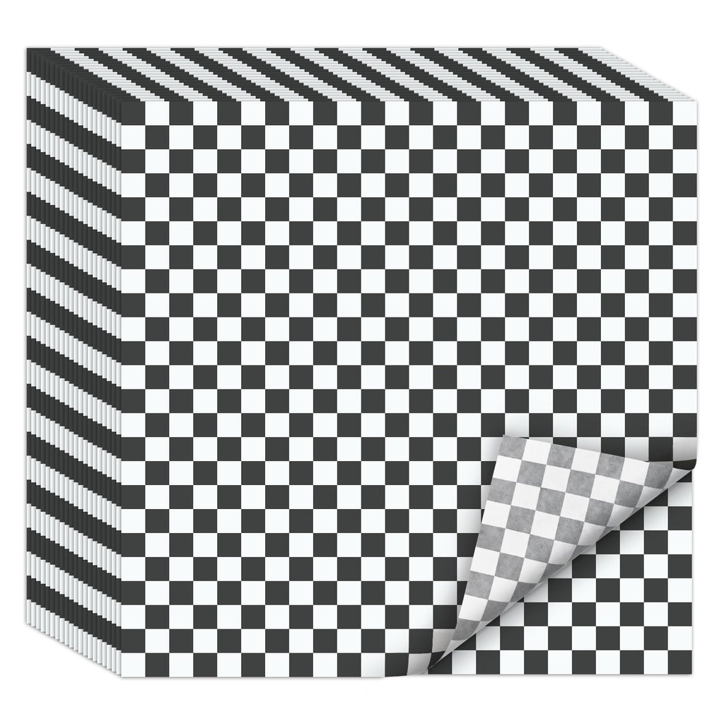 EcoDispose 12 x 12 Inches Grease Proof Deli Paper Precut Sheets for Deli Food, BBQ, Picnic, Party (1000 Pcs, Black&White Checker)