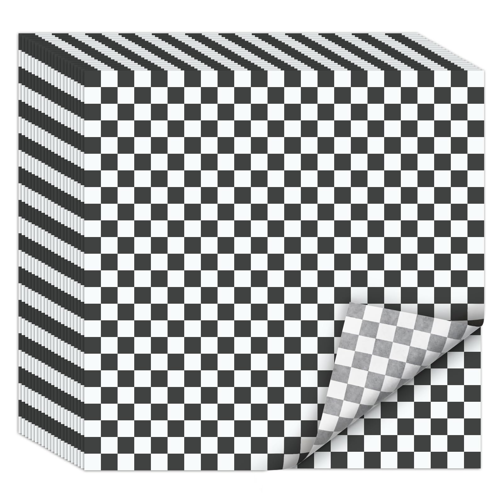 EcoDispose 12 x 12 Inches Grease Proof Deli Paper Precut Sheets for Deli Food, BBQ, Picnic, Party (1000 Pcs, Black&White Checker)