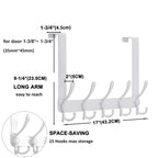 Dseap Over The Door Hook Hanger - Fits 1 3/8" to 1 3/4" Standard Doors | 5 Tri Hooks Heavy Duty Towel/Coat Rack | Door Organizer for Clothes, Jackets, Hats, Towels, White