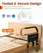 Sangohe Bed Rail for Elderly, Bed Assist Grab Bar Handle with Storage Pocket, Safety Bed Rails for Elderly Adults Getting in & Out of Bed at Home and Dorm, Reddish Brown, 504A02