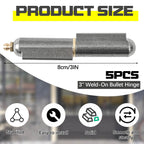 Zonon 5 Pcs 3 Inch BBQ Smoker Bullet Weld on Bullet Hinge Carbon Steel Weldable Barrel Hinges Heavy Duty for Swing Door Trailer Ramp