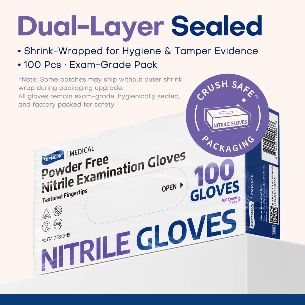 Supmedic Medical Soft Max Nitrile Exam Gloves, Powder-Free Violet 100 (M)