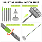 GARDENWORK Leaf Rake for Leaves,36-73" Long Garden Rake with 25&11 Tines