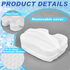 Tinideya 2 Pcs Hot Tub Booster Seat for Adults with Suction Cups and 4 Pcs Hot Tub Sponge Air Mesh Portable 15 x 12 x 5 Inch Seats Washable Inflatable Accessories for Spa Cushion(White)