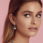 EVEVIC Austrian Crystal Cube Drop Earrings for Women, French Hook