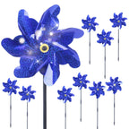 BATTIFE Preassembled Reflective Pinwheels for Yard & Garden, Blue, 10 Pack