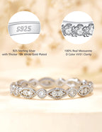 IMOLOVE Moissanite Wedding Band Wedding Rings for Women 925 Sterling Silver Rings with 18K White Gold Plated Marquise Wedding Band Stackable Engagement Ring Anniversary Band Size 8