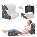 Ahpmeoa 6PCS Wedge Pillow Set for After Surgery, Bed Wedge Pillow Post Surgery, Bed Pillows for Sitting Up, Sleeping, Acid Relux, Memory Foam Back Pillow, Beds Wedges & Body Positioners, White/Grey