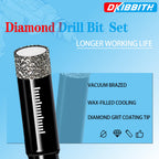 DKIBBITH 10 Pack Dry Diamond Drill Bits & Tile Drill Bit Set for Ceramic, Porcelain, Marble, Granite, Stone, Glass - Round Shank 3/16"(x2), 1/4"(x3), 5/16", 3/8", 1/2"+2 Pack Drill Bits 1/4"