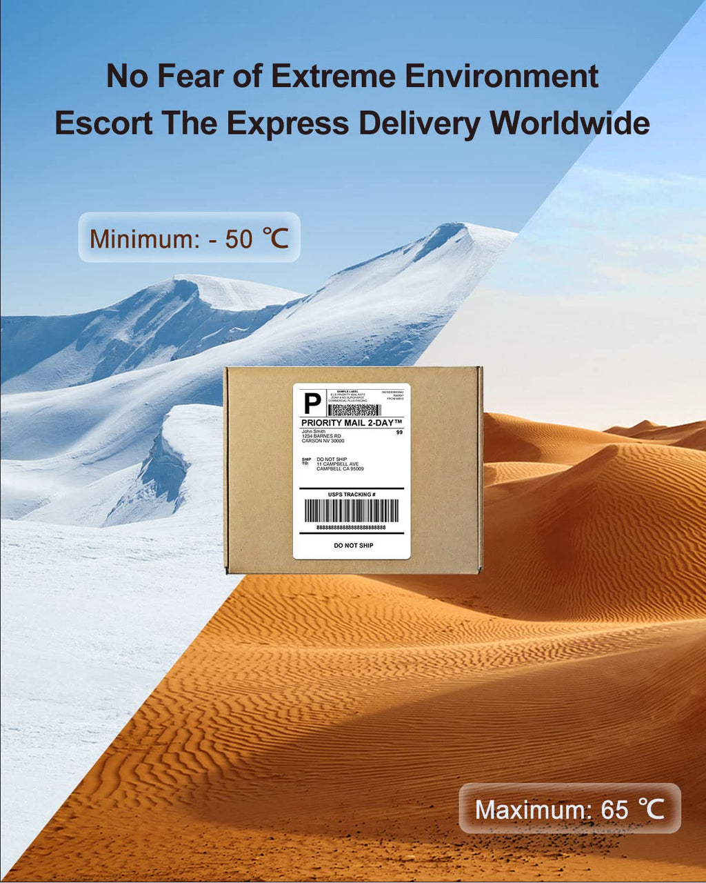 Phomemo 4x6 Thermal Shipping Labels 500 PCS Fanfold Labels for Address Mail