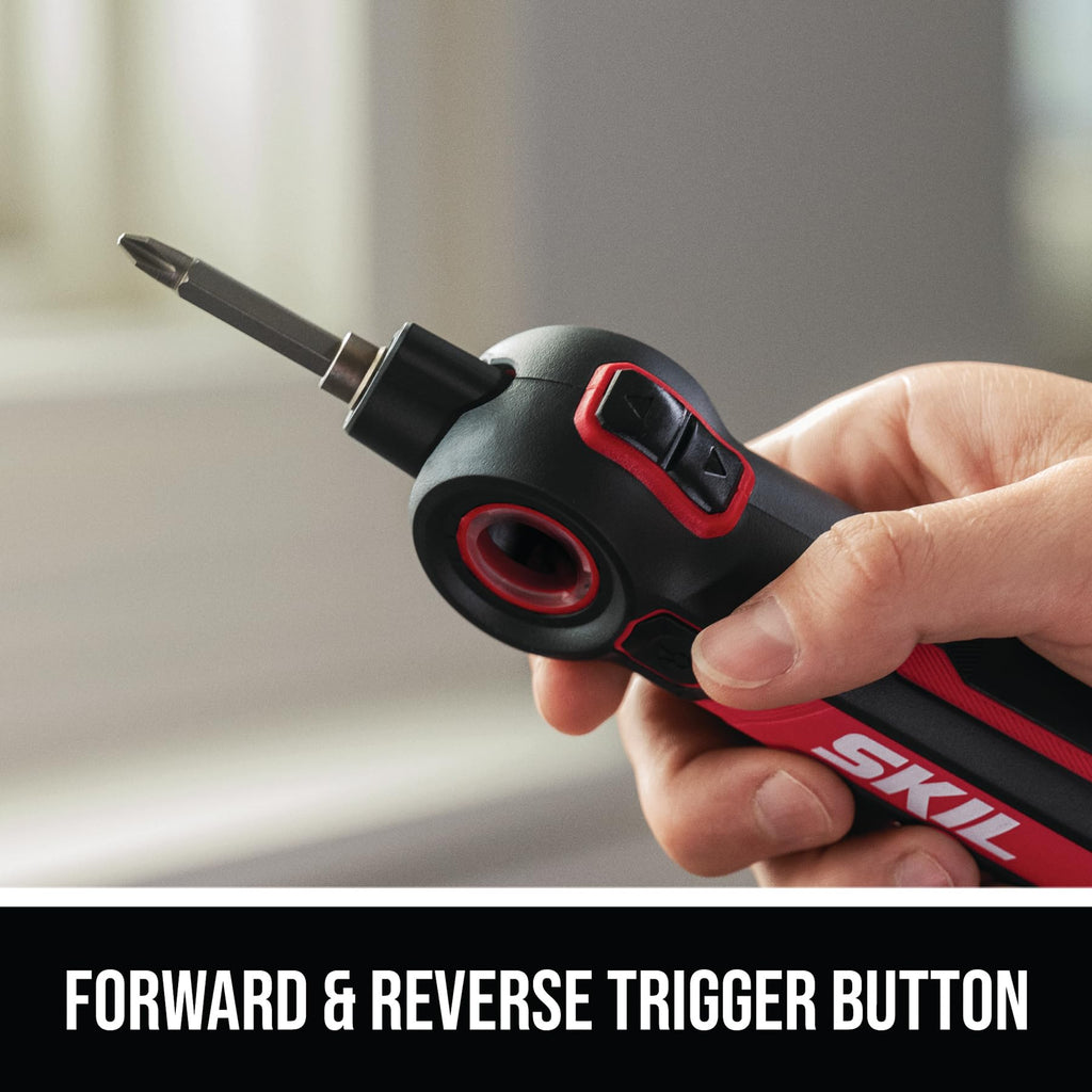 SKIL Twist 2.0 Rechargeable 4V Screwdriver with Pivoting Head, Torque Setting, USB-C Charging Cable, 28 PC Bit Set & Carrying Case- SD5619-02
