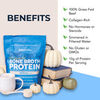 Paleovalley 100% Grass Fed Beef Bone Broth Protein Powder - Rich in Collagen Peptides for Hair, Skin, Gut Health, Bone and Joint Support - 13g Protein Per Serving - No Gluten or GMOs - Vanilla