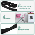 Abiarst Stretching Strap Yoga Straps for Physical Therapy, 10 Loops Non-Elastic Stretch Band for Pilates, Flexibility, Exercise and Gymnastics (2-Pack (Black+Back))