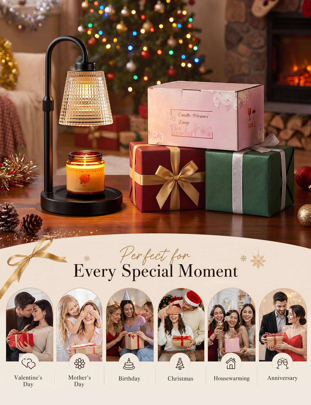Innqoo Candle Warmer Lamp with Timer Home Decor Birthday Gifts for Women