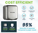 Alpine Industries 400-10-SSB Alpine Hemlock Automatic Hand Dryer - Heavy Duty Stainless Steel - Commercial High Speed Hot Air Hand Blower | 1800Watts | 110-120Volts | Quick & Easy Installation, Brushed Stainless Steel