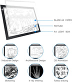 LitEnergy A4 LED Copy Board Light Tracing Box, Adjustable USB Power Artcraft LED Trace Light Pad for Tattoo Transferring, Drawing, Sketching, Animation, Stenciling, Diamond Art Painting Accessories