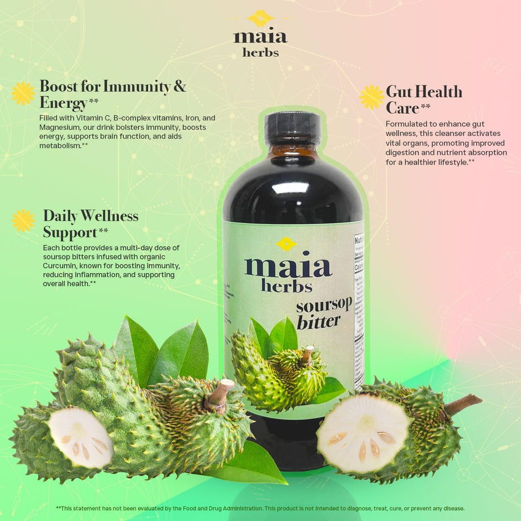 Maia Herbs Soursop Bitters Liquid 16oz - Premium Holistic Immune Boost