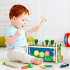 Amtreen 6-in-1 Wooden Montessori Toys for 1 2 3 Year Old, Mole-Tapping Game