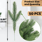 Hananona 50 Pcs Artificial Pine Needles Branches, Christmas Evergreen Picks