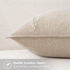 MIULEE Decorative Linen Euro Sham Pillow Covers 26x26 Natural Beige Boho FarmhouseNeutral Christmas Couch Throw Pillows for Bed Pack of 2 Accent Modern Pillowcase Sofa Livingroom Home Decor