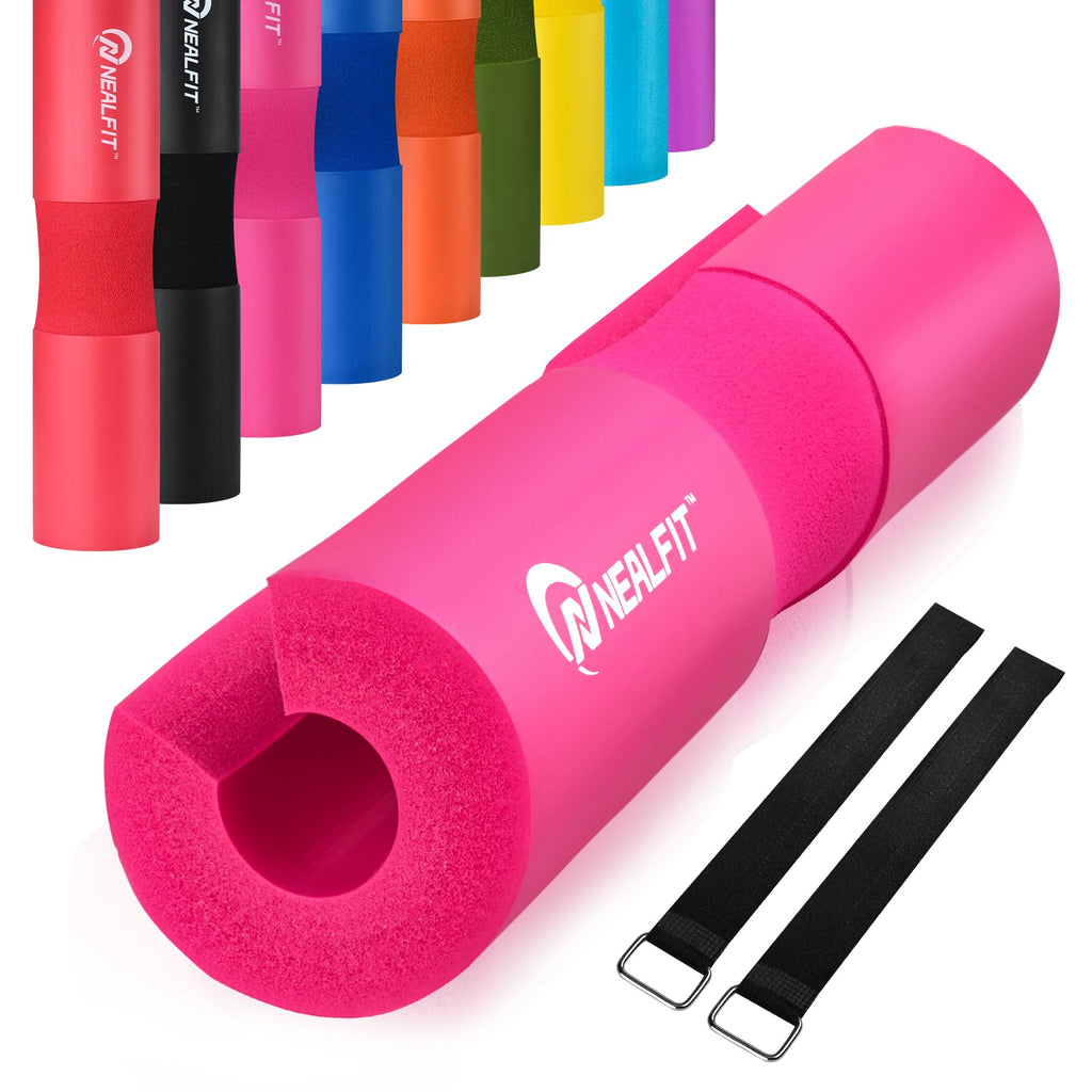 NEALFIT Barbell Pad Squat Pad for Squats���Squat Bar Pad���Great for Weightlifting,Lunges and Hip Thrusts���Foam Sponge Pad���Fit Standard and Olympic Bars Perfectly (Pink)