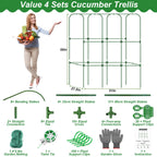 Cucumber Trellis for Raised Bed 51 x 50 Inch U-Shape Garden Trellis for Climbing Plants Outdoors Metal Garden Cucumbers Arch Trellis, Cucumber Plant Support for Tomato, Pea, Zucchini, Vine Flower